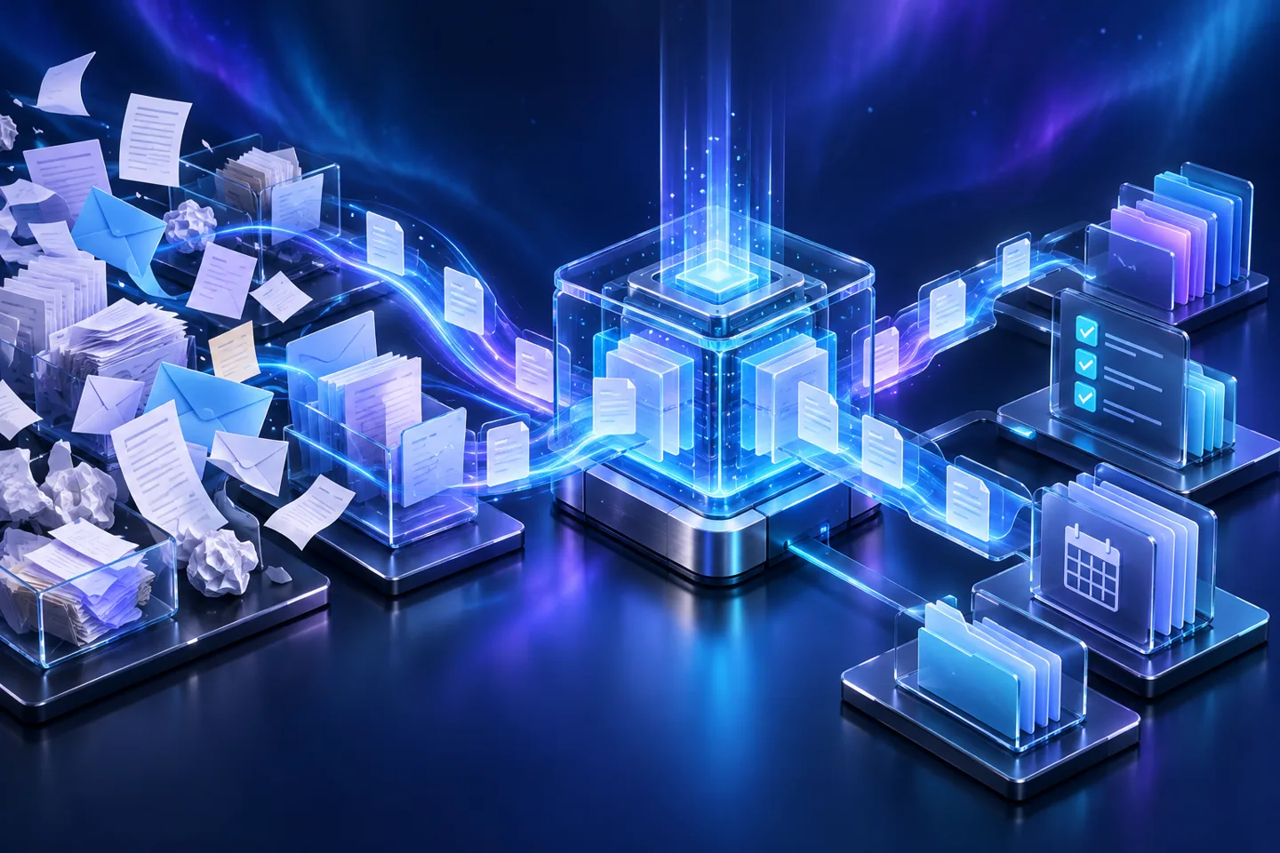 Des documents désorganisés deviennent un flux structuré autour d’un module intelligent